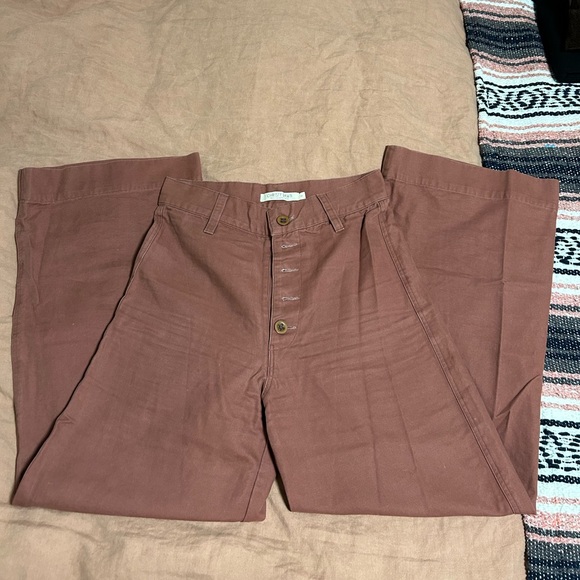 Christy Dawn Noah Pant Size 26 Wide Leg Cropped High Waisted Boysenberry Mauve - Picture 2 of 9